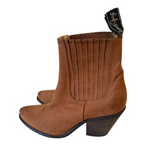 Good Guys Don't Wear Leather  Vegan Suede "Daisy" Cowboy Ankle Boots Size 8/39